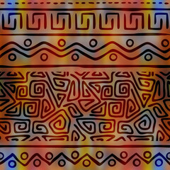 Seamless pattern. Ethnic background, african motifs, hand drawing.