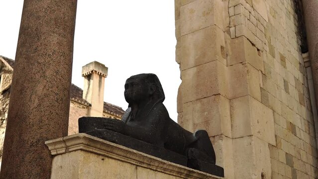Palace of Diocletian in Split Croatia. Palace of the Roman Empire. Historical center of Split. Cathedral of Saint Duim. Catholic Cathedral in Split Croatia.