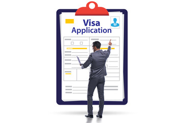 Visa application concept with businessman