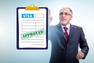 Fototapeta premium Visa application concept with businessman
