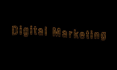 digital marketing banner in black background with solid letters