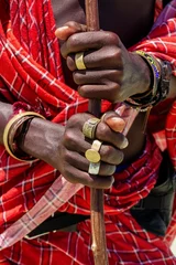 Fotobehang African man's hands in traditional jewelry - rings, bracelets. Zanzibar Tanzania © Nataliya