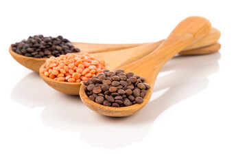 lentils in spoon isolated