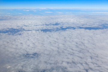 View above the clouds . Stratosphere cloudscape