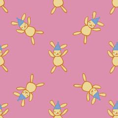 Bunny Rabbit Party Hat Upside Down Seamless Pattern