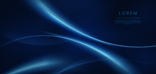 Abstract technology futuristic glowing blue curved line on dark blue background.