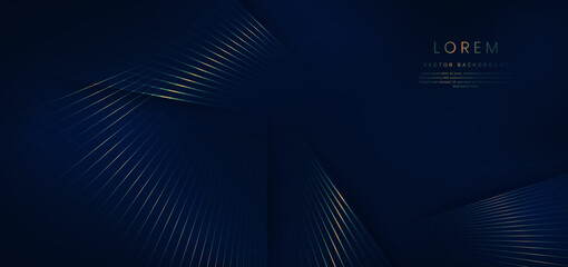 Abstract luxury golden lines diagonal overlapping on dark blue background. Template premium award design.