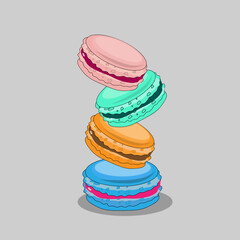 colorful macaroons isolated on white