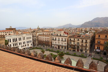 Obraz premium Palermo, Sicily (Italy): Panoramic view of Palermo from the Cathedral of Assumption of the Virgin Mary