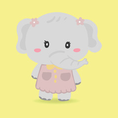 cute cartoon elephant character wearing cloth