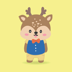 cute cartoon deer character wearing cloth