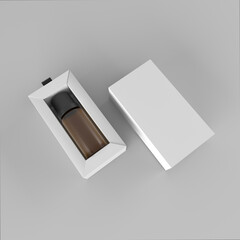 Amber Glass Medicine Bottle Mockup view top
with box cardboard packaging