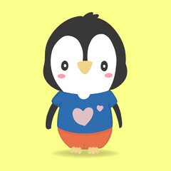cute penguin character wearing cloth