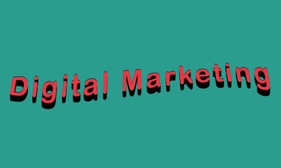 digital marketing banner with 3D effect in cyan background and pink red letters