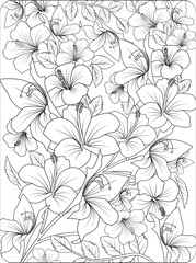hibiscus flower background with coloring page