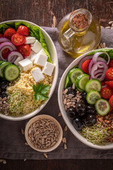 Fit Greek salad as a balanced meal for diet.