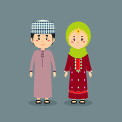 Couple Character Oman Wearing Traditional Dress