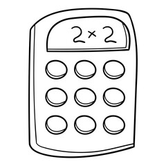 Hand drawn calculator icon. Vector graphics, doodle style.