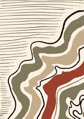 Modern A4 poster in a modern boho style hand-drawn. Suitable for poster, banner, printing, branding