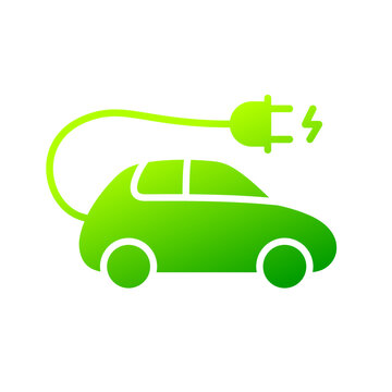 Electric car with plug green icon symbol, Hybrid vehicles charging point logotype, Eco friendly vehicle concept, Vector illustration