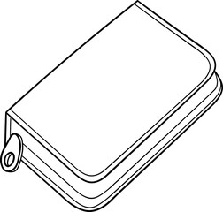 Hand drawn pencil case icon. Vector graphics, doodle style.