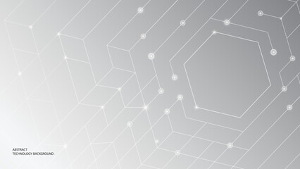 Grey white Abstract technology background, Hi tech digital connect, communication, high technology