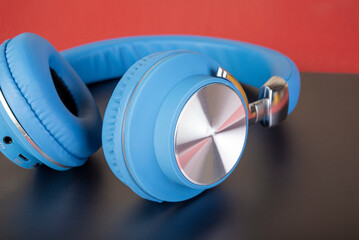 Closeup view of wireless headphone - music and entertainment concept