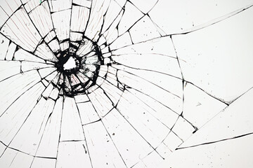 white background bullet hole on glass texture abstract window