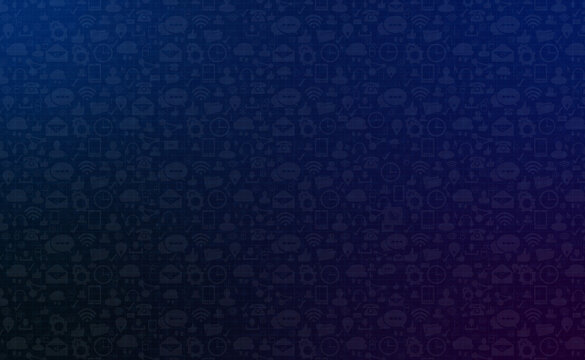 Digital blue background with different icons merger as bg