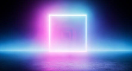 Neon cube tunnel way room background