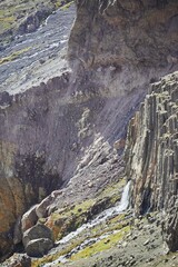 Mountain waterfall in the forest, a large noisy stream of water
