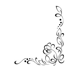Fototapeta premium corner decor 30. decorative corner design with stylized flower, leaves and curls. graphic decor