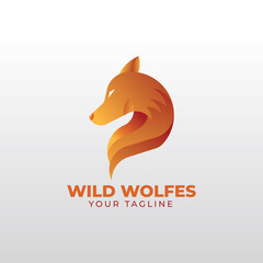 Obraz premium logo Wolf gradient colorful Vector illustration 
