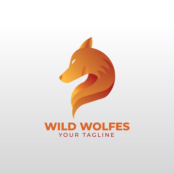logo Wolf gradient colorful Vector illustration 
