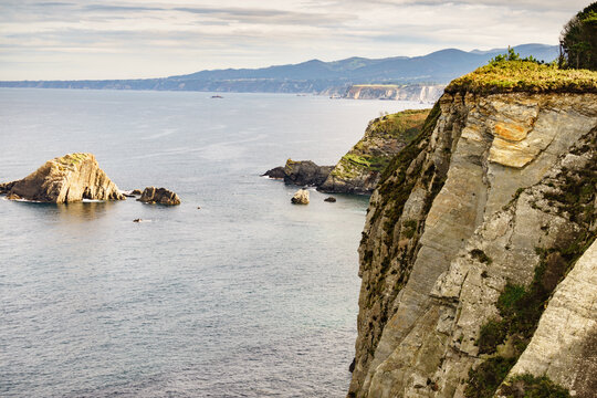 Asturias coast. Cabo Busto cliffs, Spain.