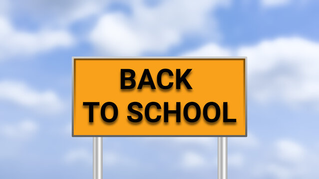 back to school sign board isolated on sky image.