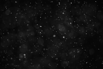 snow black background abstract texture, snowflakes falling in the sky overlay