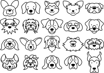 Fototapeta premium シンプルでかわいい犬の顔 キャラクターセット