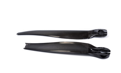 Broken parachute propeller on a white background