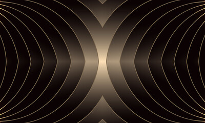 Fototapeta premium Dark gold luxury abstract striped background with elegant golden lines. Vector illustration
