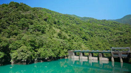 scenery of river and mountain