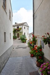 Fototapeta na wymiar A narrow street in Pietracupa, a mountain village in the Molise region of Italy.