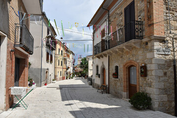 A narrow street in Pietracupa, a mountain village in the Molise region of Italy.