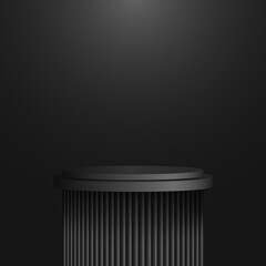 Dark high podium on abstract background, pedestal 3D vector design