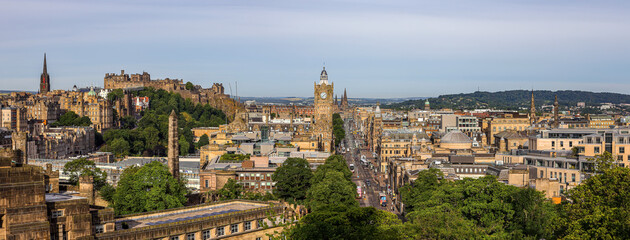 The panoramic view of Edinburgh, Scotland.