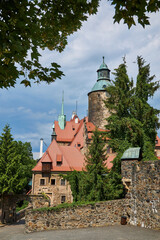 Fototapeta na wymiar Czocha Castle against the blue sky, in Poland.