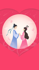 Chinese traditional Valentine's day Qixi festival illustration