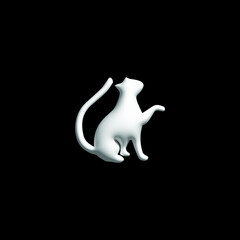 3d white cat