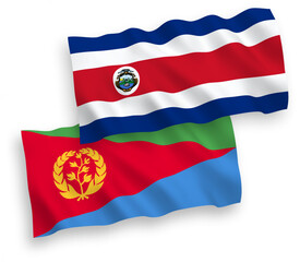 Flags of Republic of Costa Rica and Eritrea on a white background