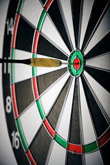 Dart for playing darts hitting exactly center target.